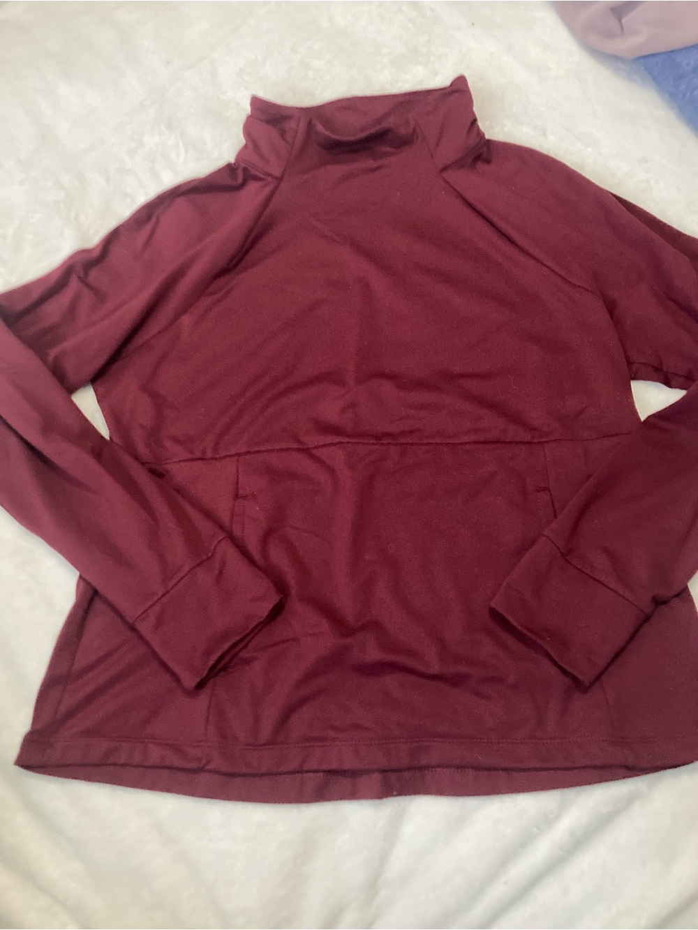 Women's Burgundy Turtleneck Pullover Sweatshirt